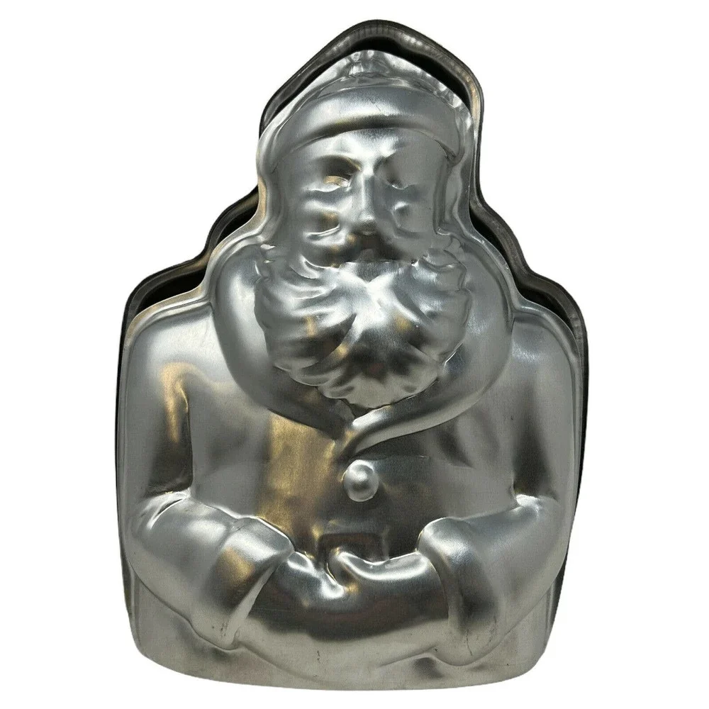 Vintage Santa Claus Cake Pan Jello Mold Double Sided Baking Tin Holiday Xmas‎